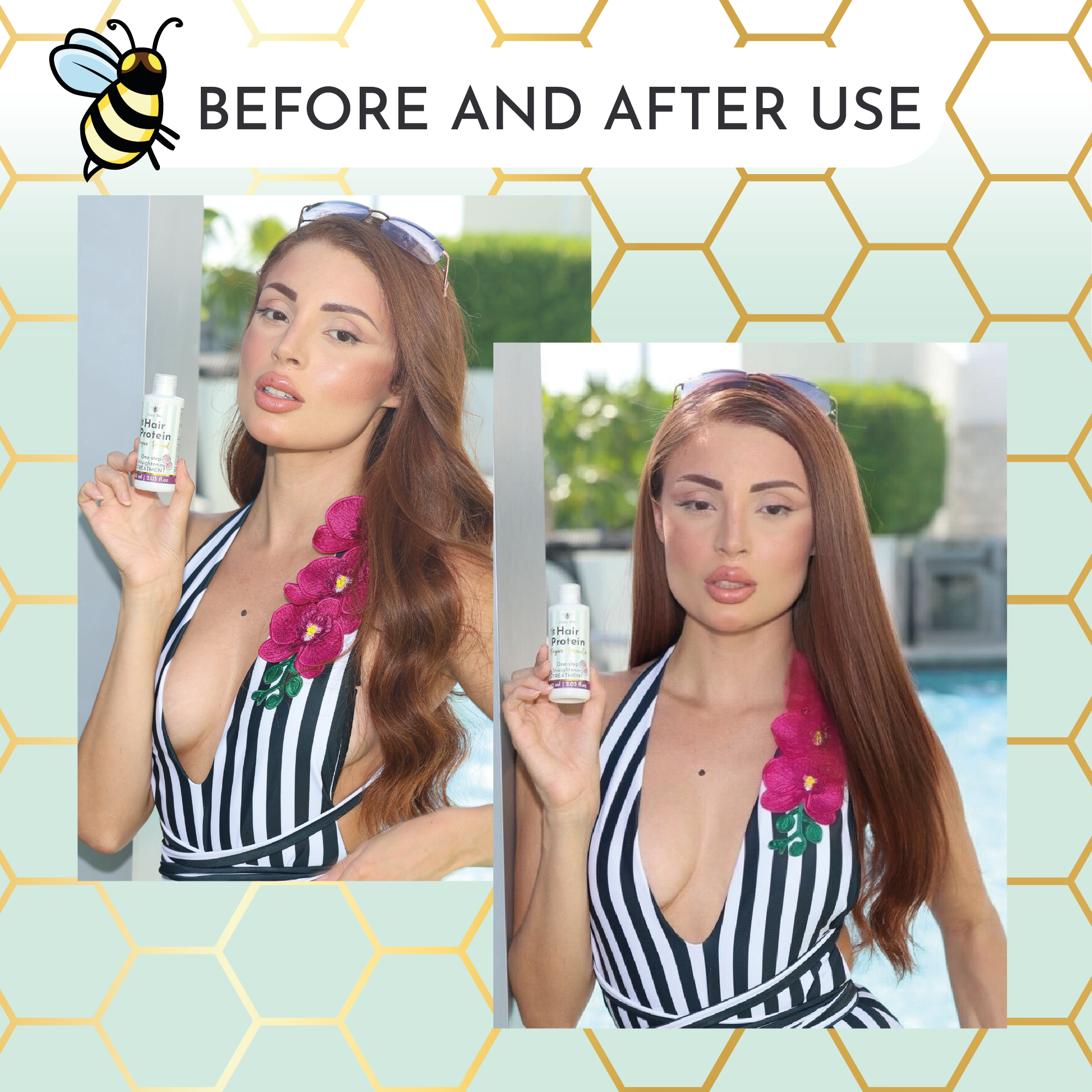 Jumy Bee One‑Step Hair Keratin Smoothing Mask – Keratin + Coconut & Rose (60 ml / 2.03 oz)