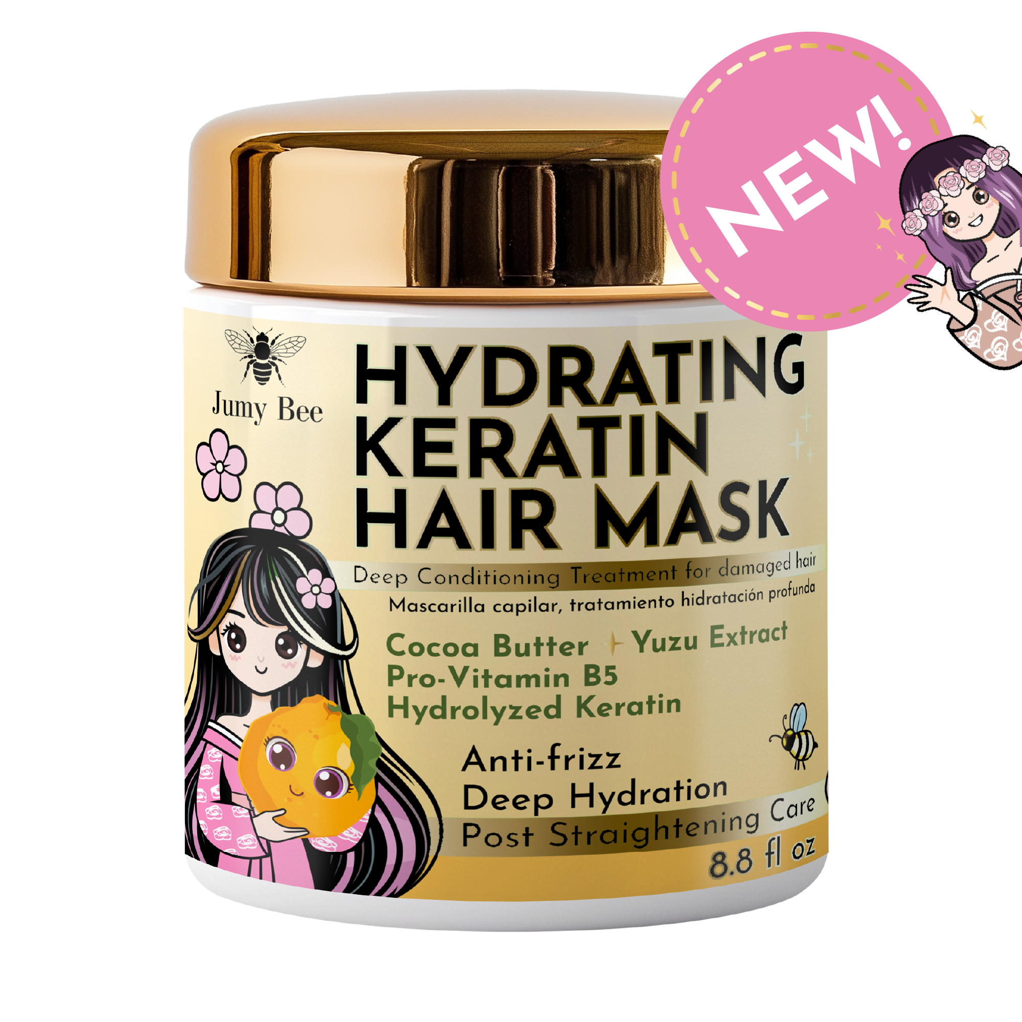 Hydrating Keratin Hair Mask – For Dry & Damaged Hair – 8.8 fl. oz