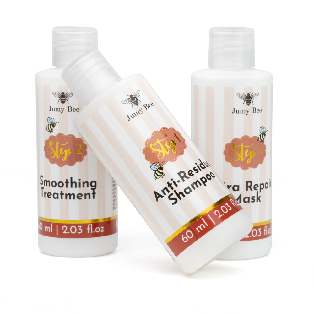 Jumy Bee 3-Step Keratin Hair Treatment Set – For Coarse & Coily Hair (3 × 2.03 oz)