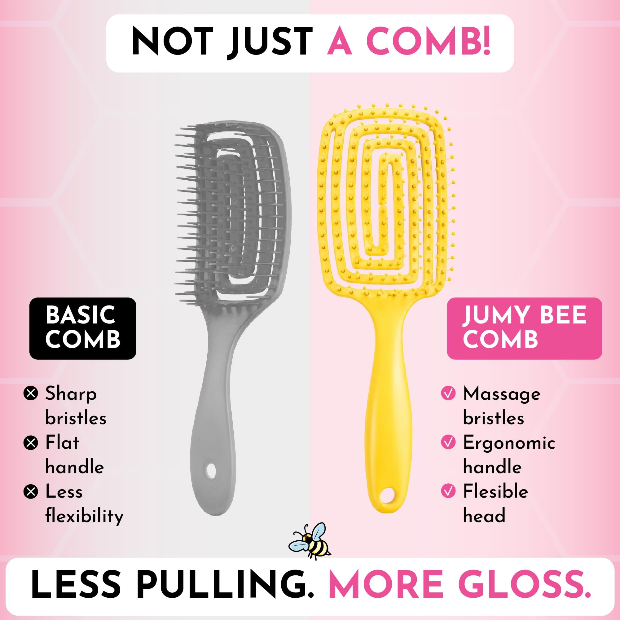 Jumy Bee Vented Blow Dry Brush, Curved Detangling Hair Brush