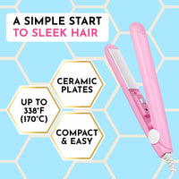 Jumy Bee Mini Flat Iron Hair Straightener, 6.5 Inch Travel Size