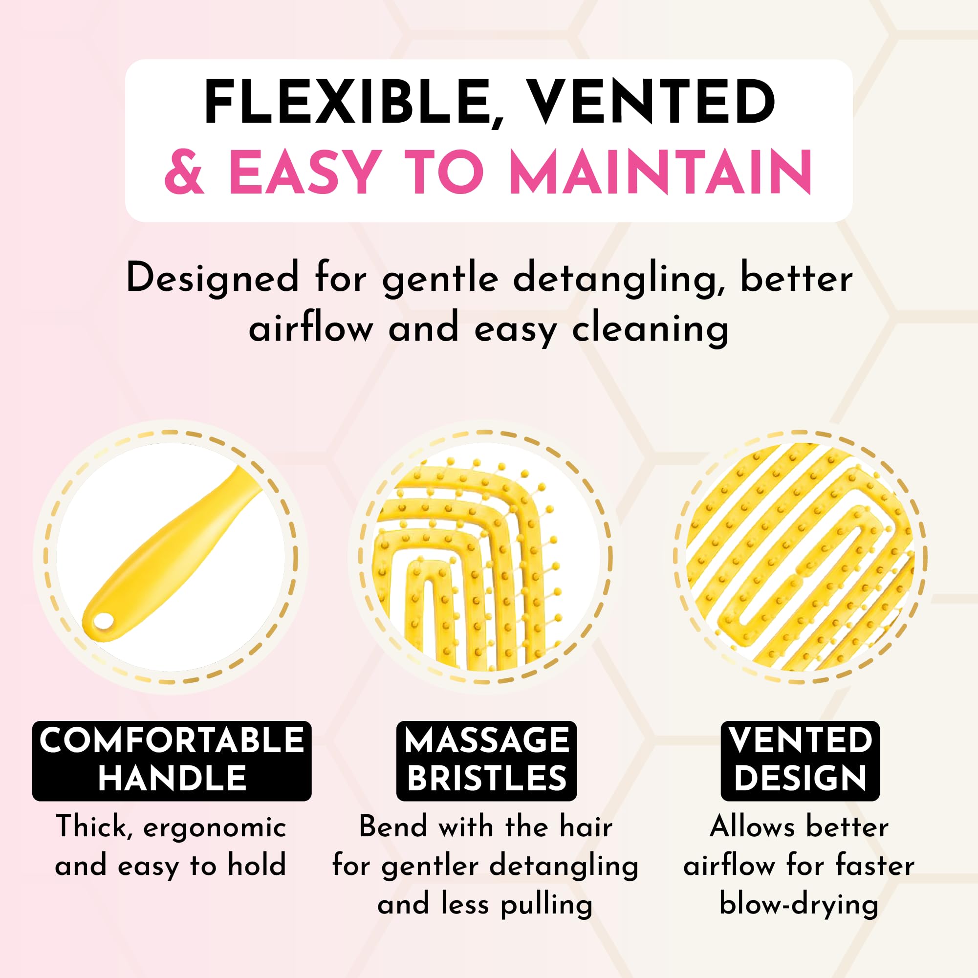 Jumy Bee Vented Blow Dry Brush, Curved Detangling Hair Brush