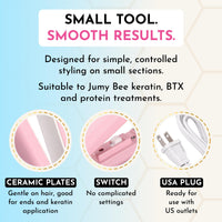 Jumy Bee Mini Flat Iron Hair Straightener, 6.5 Inch Travel Size