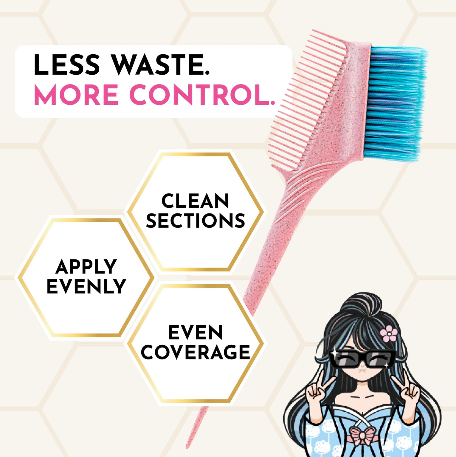 Jumy Bee 3-in-1 Hair Dye Brush and Comb with Tail