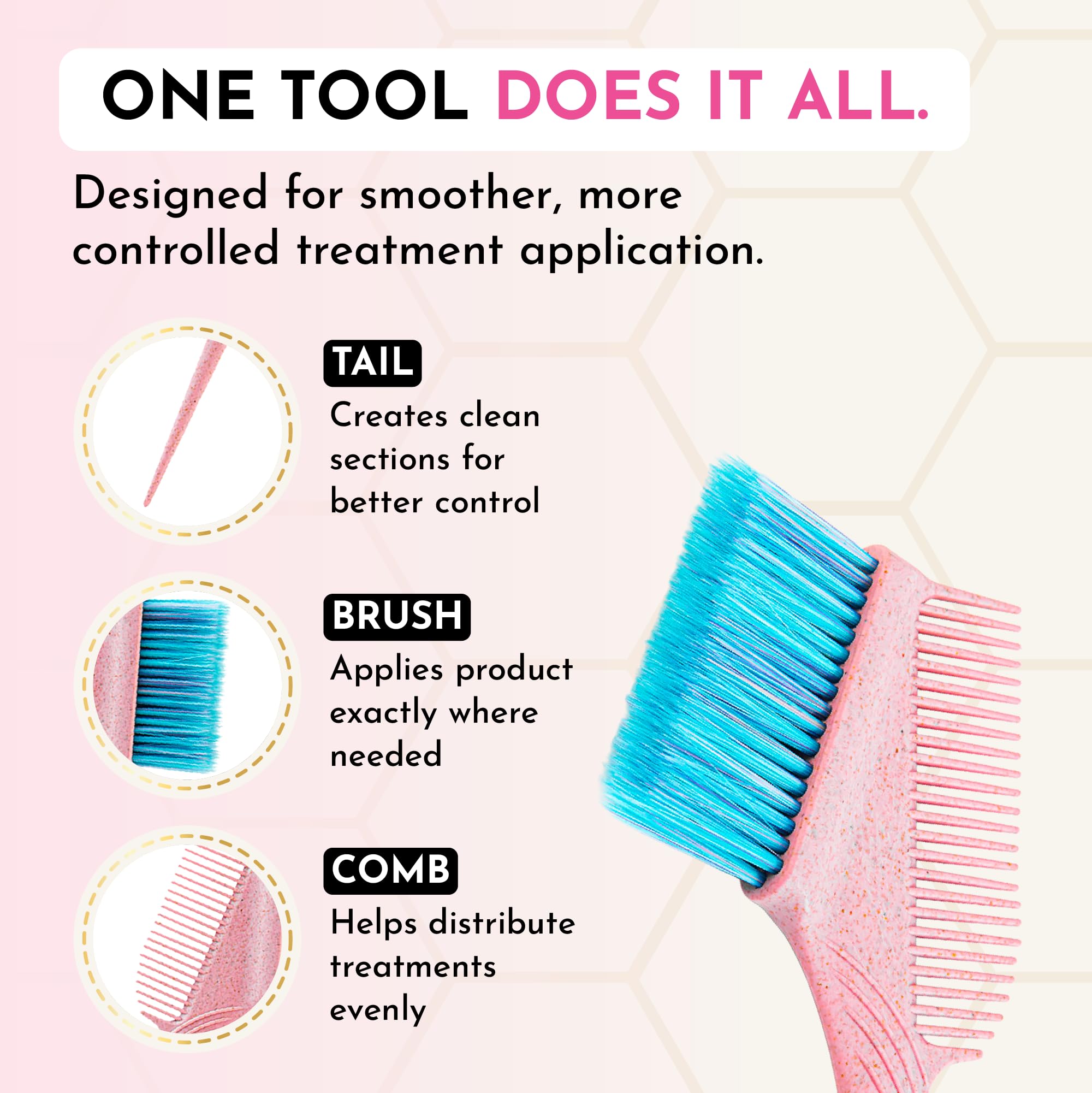 Jumy Bee 3-in-1 Hair Dye Brush and Comb with Tail