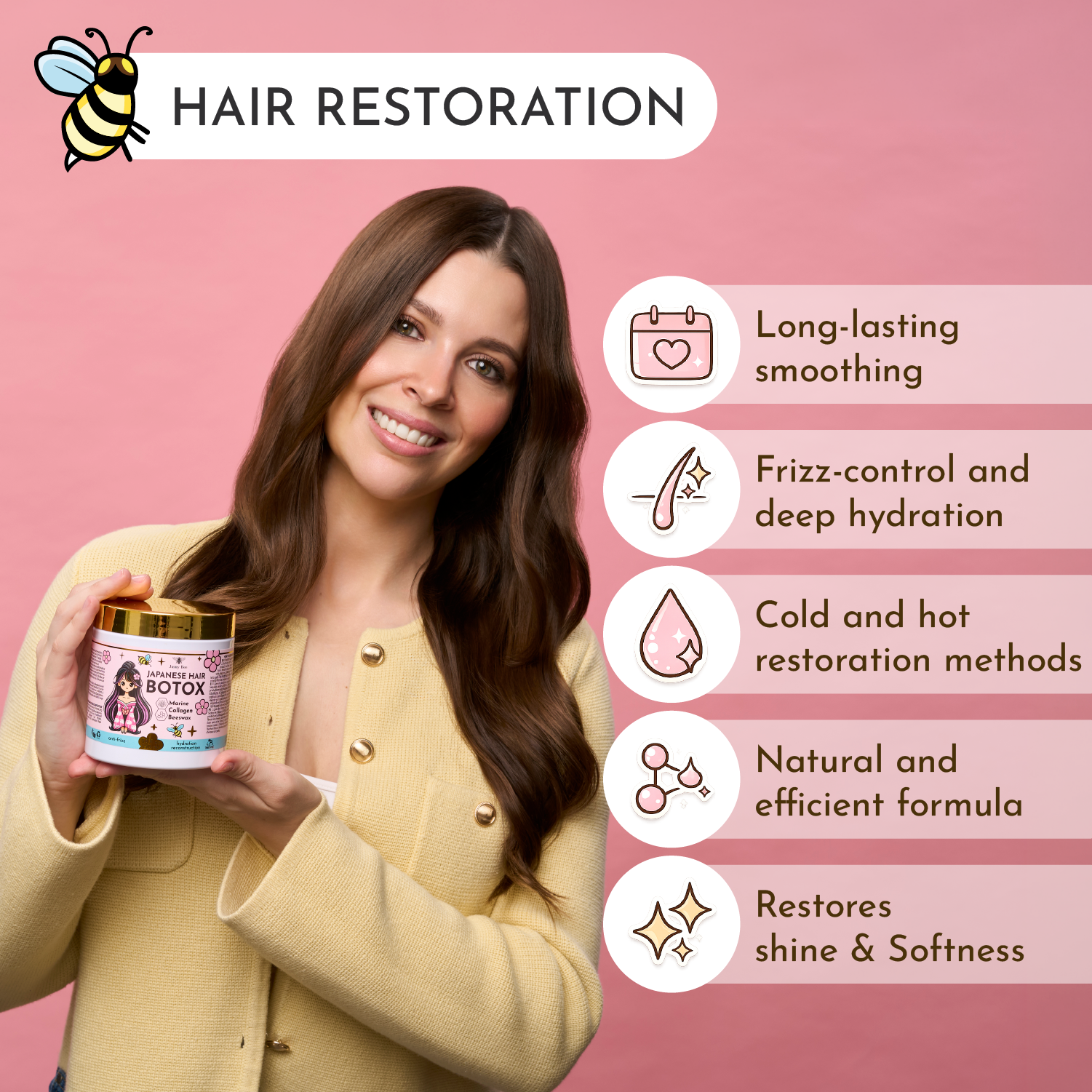 Japanese Botox Keratin Hair Mask – Deep Repair & Anti-Frizz Treatment - 16.9 fl oz / 500 ml