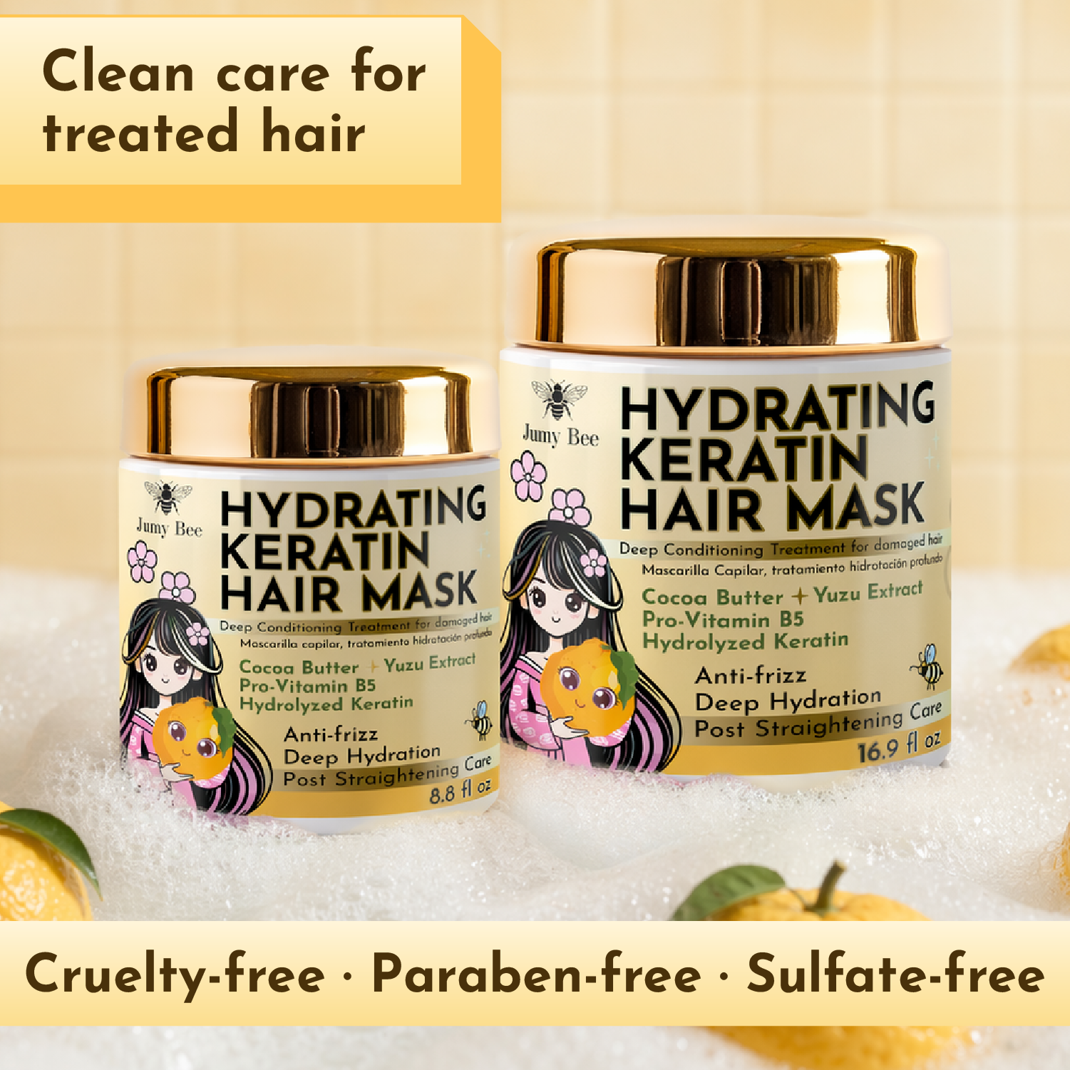 Jumy Bee Hydrating Keratin Hair Mask for Dry and Damaged Hair 8.8 oz - Image 5